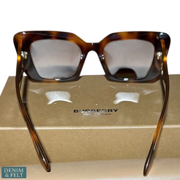 Burberry Daisy Light Havana Brown Tortoise Polarized Logo Sunglasses 51mm Italy - Picture 12 of 16